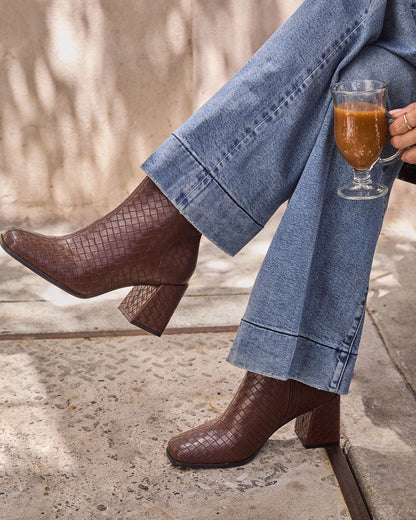 Chanie Woven Vegan Leather Booties