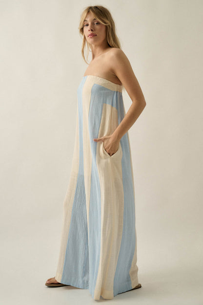 Ready to Flow Colorblock Gauze Strapless Jumpsuit