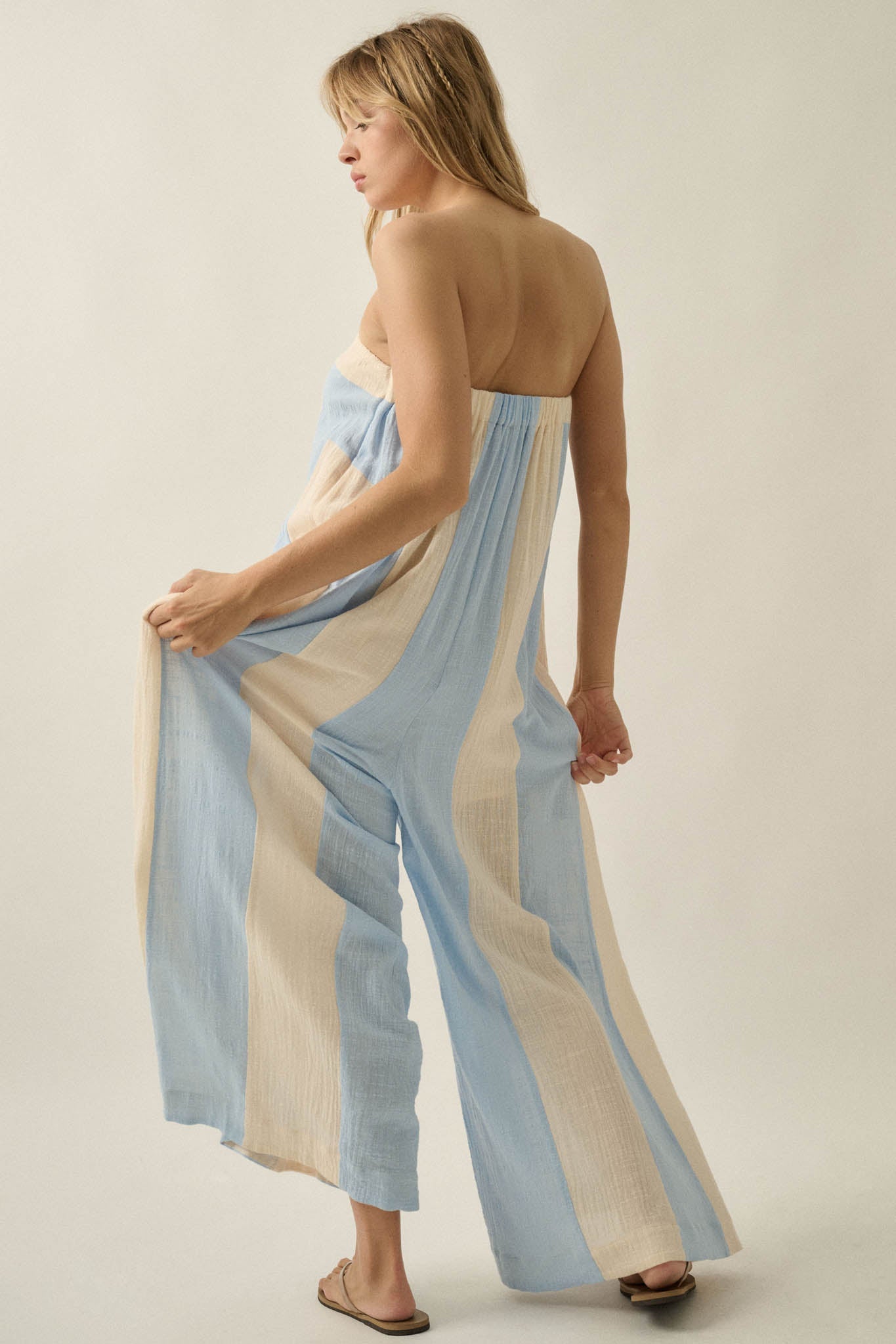 Ready to Flow Colorblock Gauze Strapless Jumpsuit
