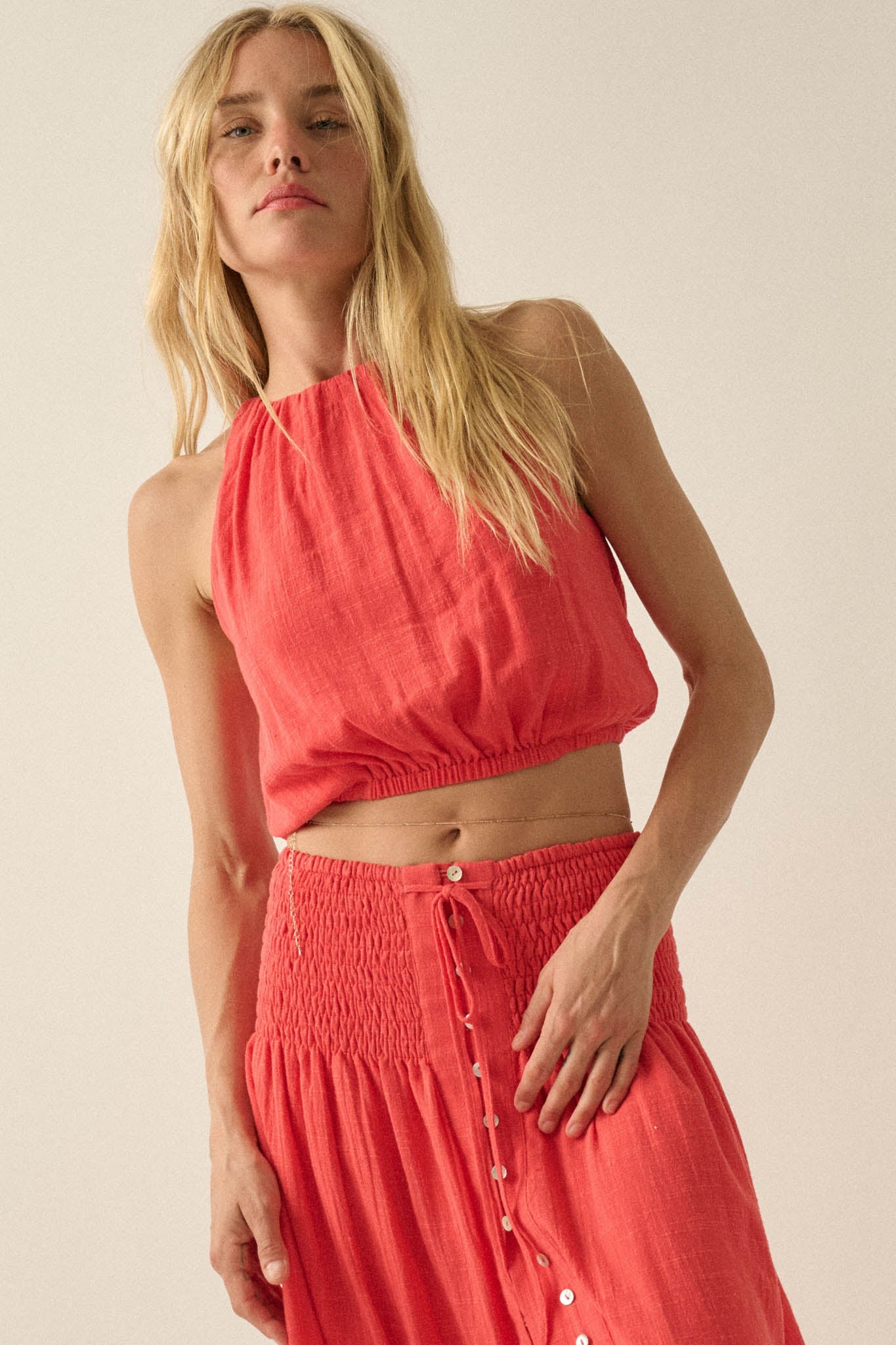 Freedom Song Cotton Gauze Cropped Sleeveless Top