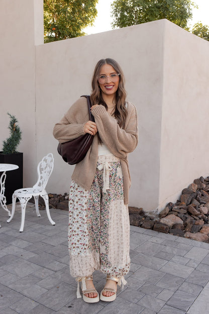 POL Boho Patchwork Crochet Wide-Leg Pants