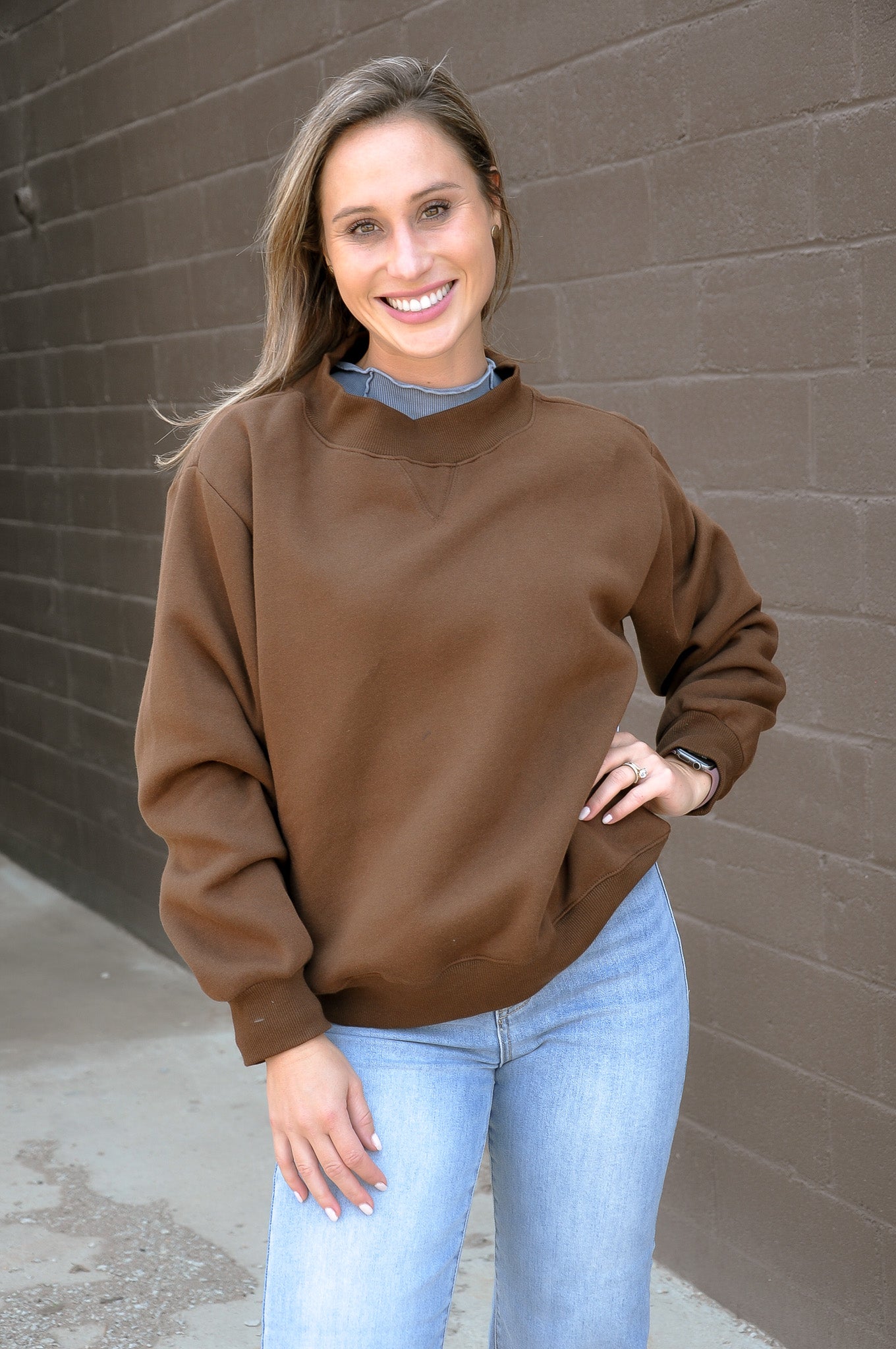Fleece Wide Neck Sweatshirt