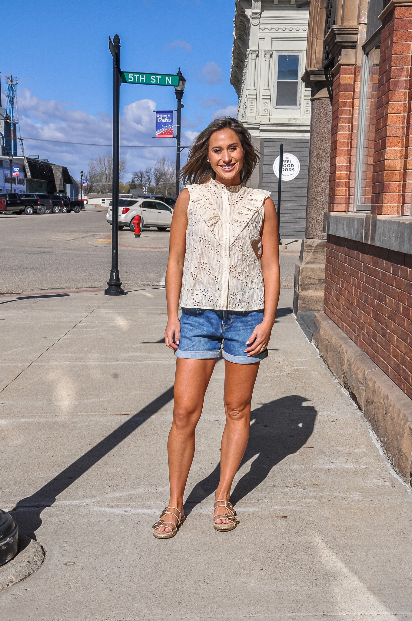 Floral Embroidery Stripe Top