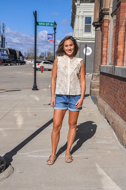 Floral Embroidery Stripe Top