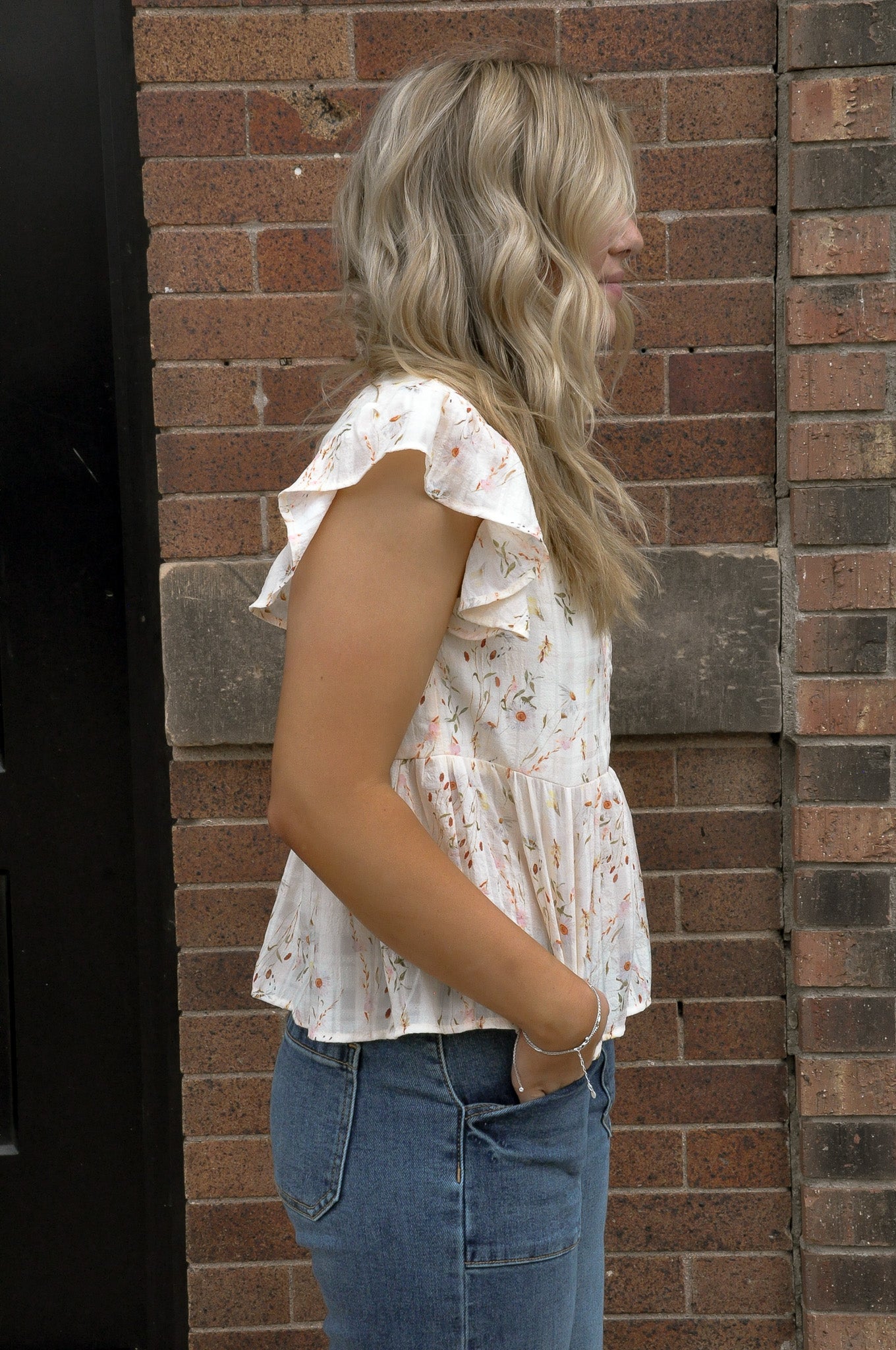 Floral Printed Ruffle Sleeve Top