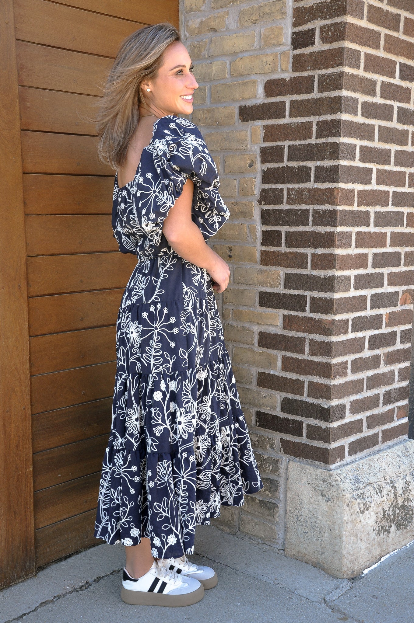 Floral Puff Sleeve Midi Dress