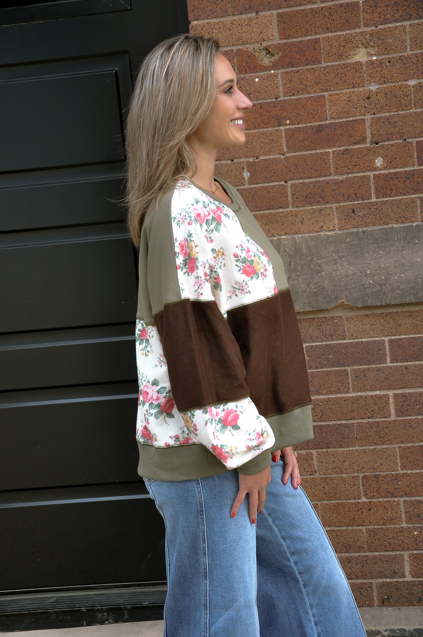 Flower Print & Facedown Sweatshirt