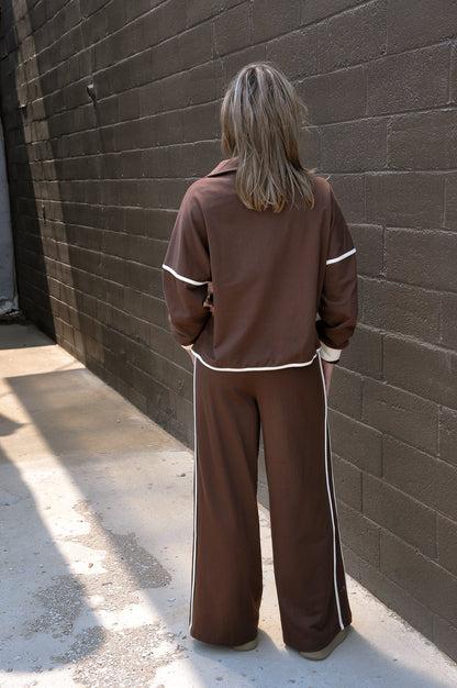 French Terry Pant Set W/Contrast Piping