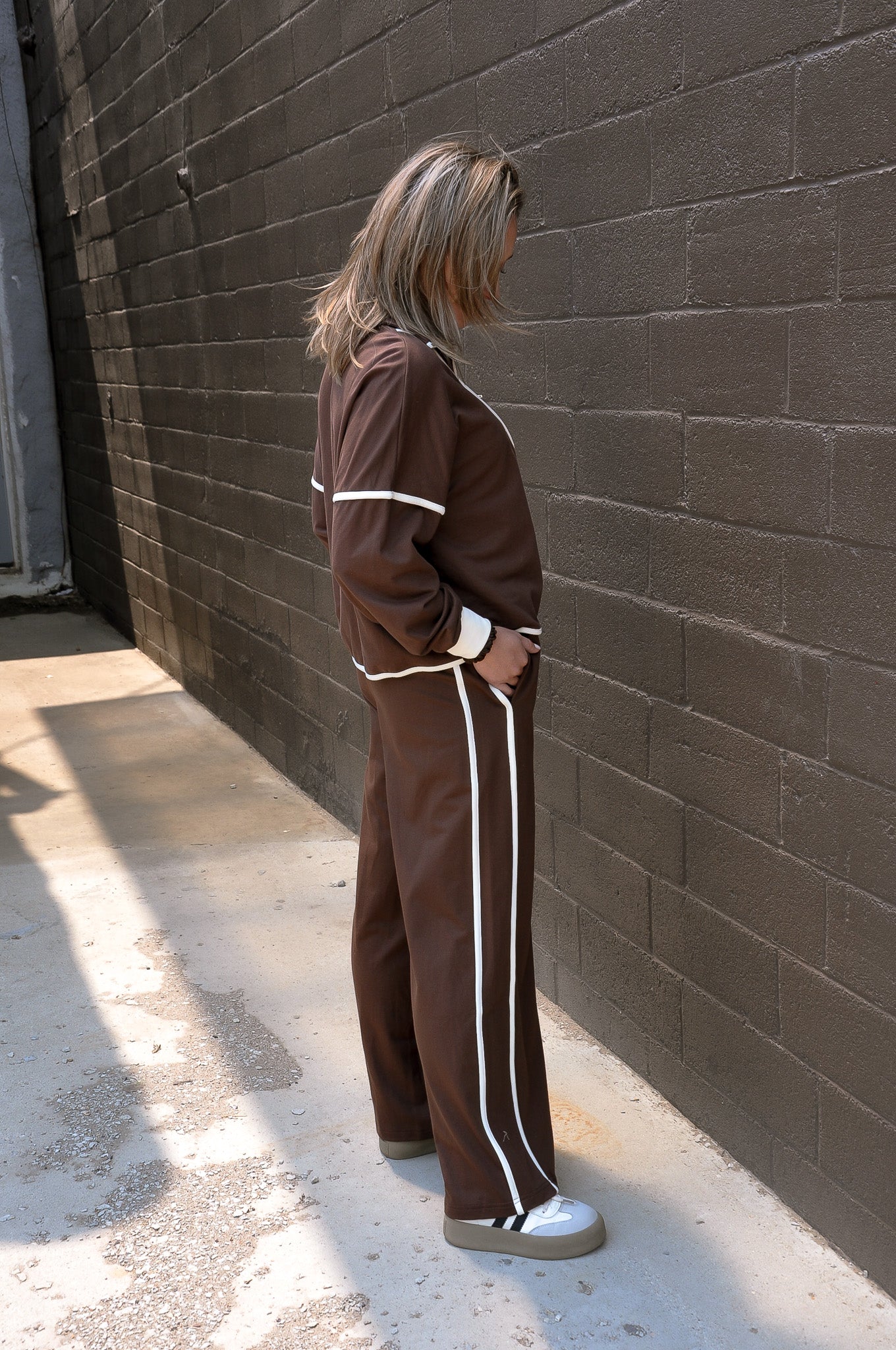 French Terry Pant Set W/Contrast Piping