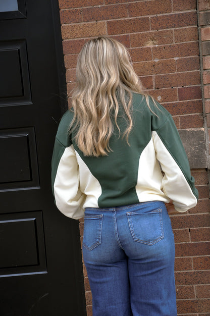 LS Color Block Polo Sweatshirt