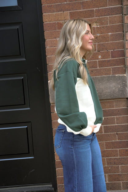LS Color Block Polo Sweatshirt