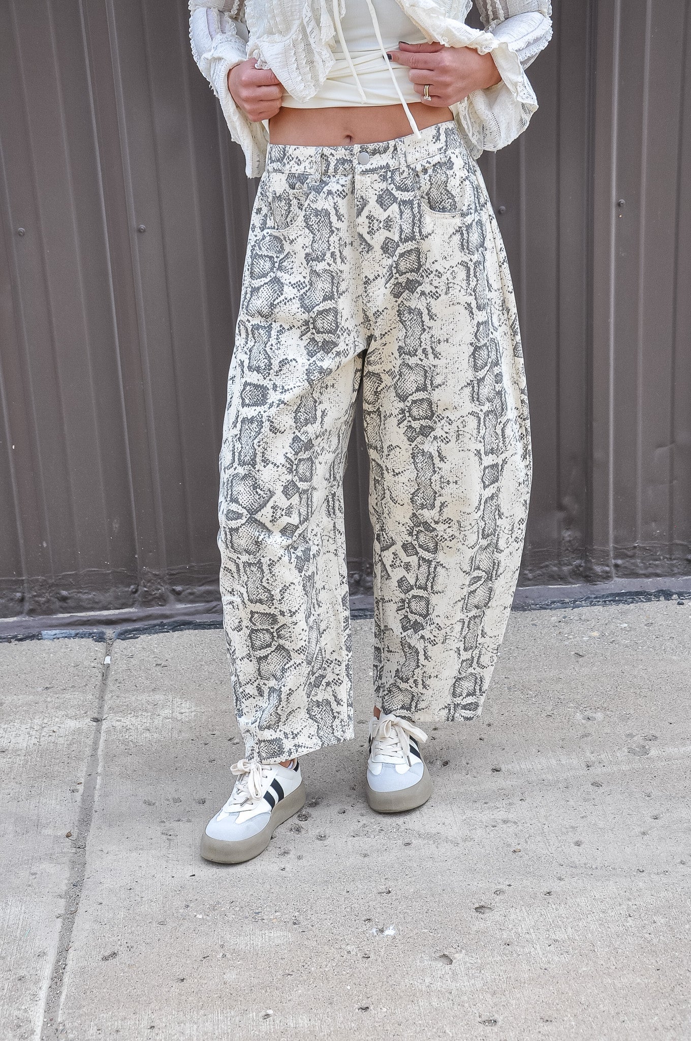 Relaxed Pull-on Barrel Denim Pants