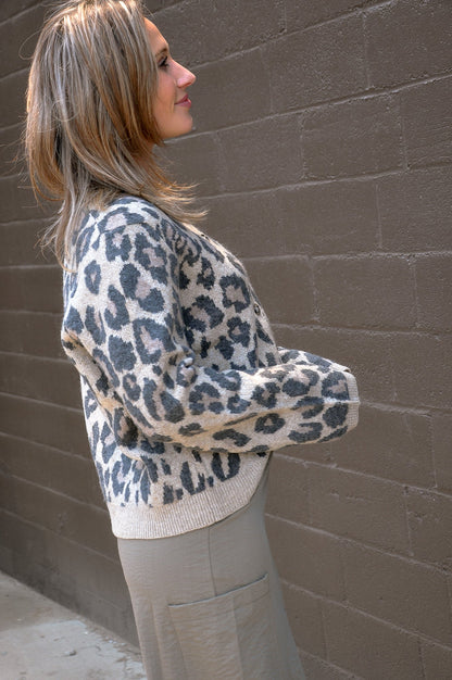 Leopard Button Down Short Cardigan