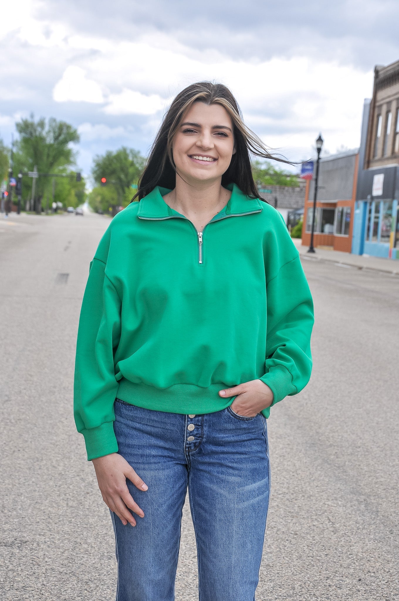 Long Sleeve Half Zip Sweatshirt