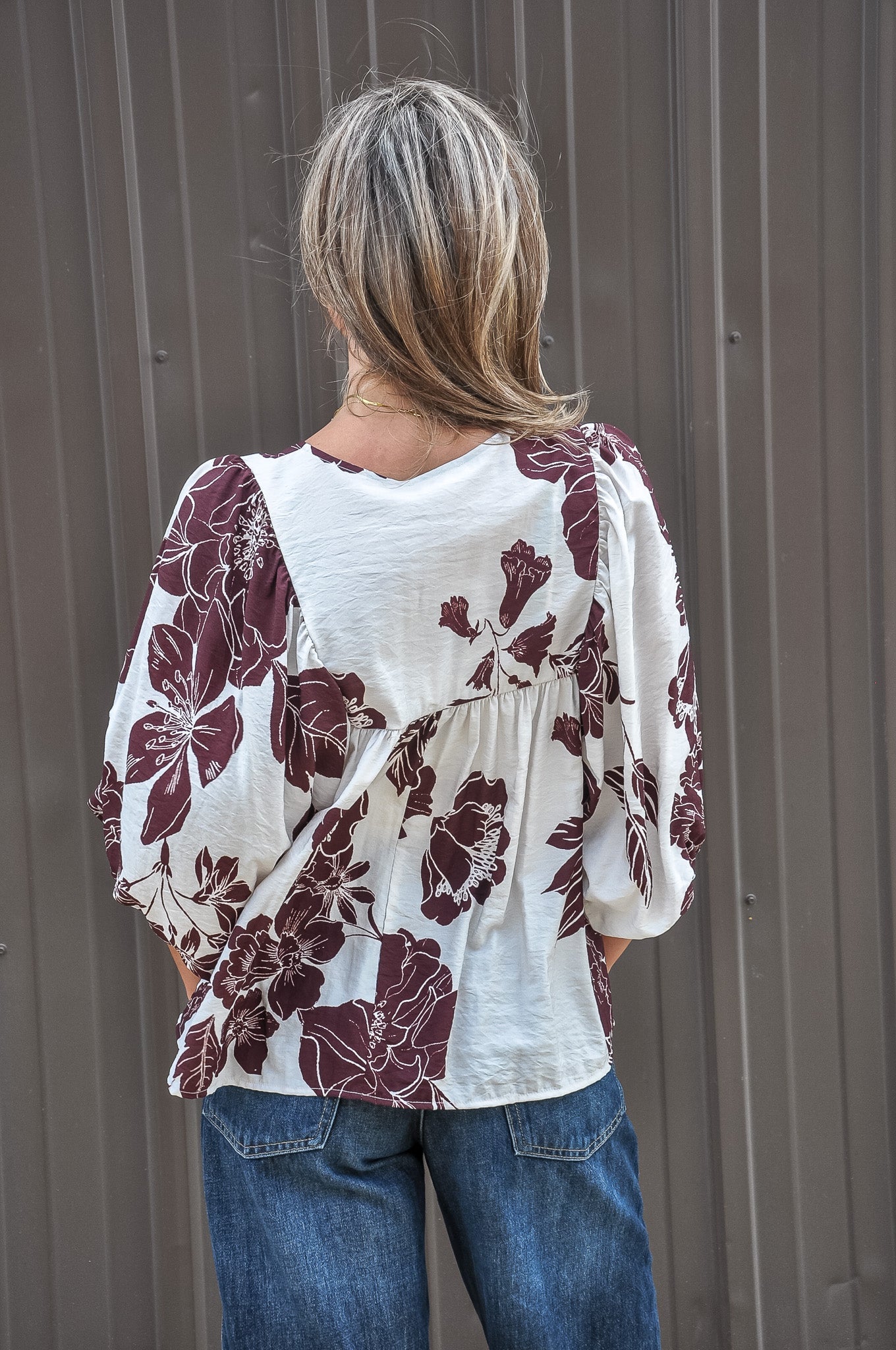 Marsala Brown Floral Print Blouse