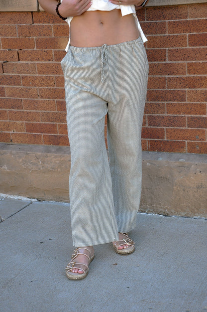 Mini Plaid Woven Drawstring Pants