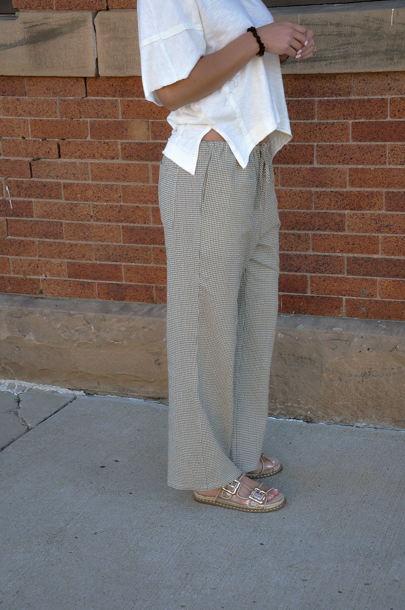 Mini Plaid Woven Drawstring Pants