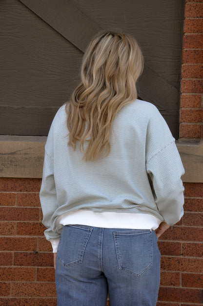 Mock Neck Stripe Sweatshirt Top