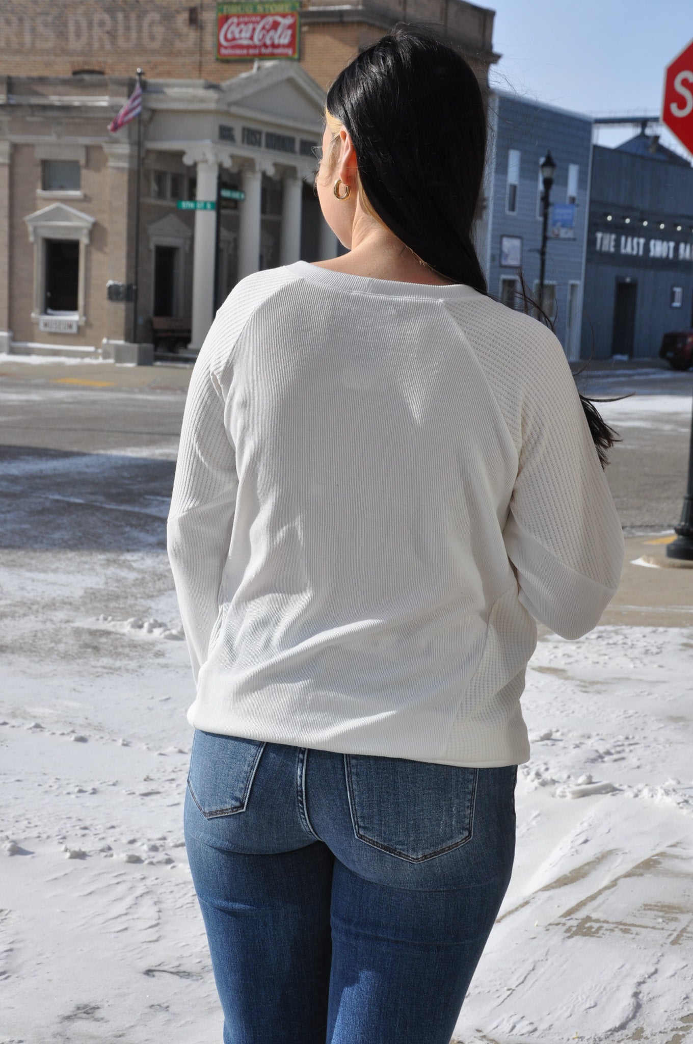 Monaco Rib Textured LS Knit Top