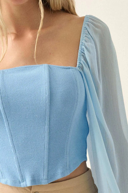 Timeless Love Long-Sleeve Cropped Corset Top