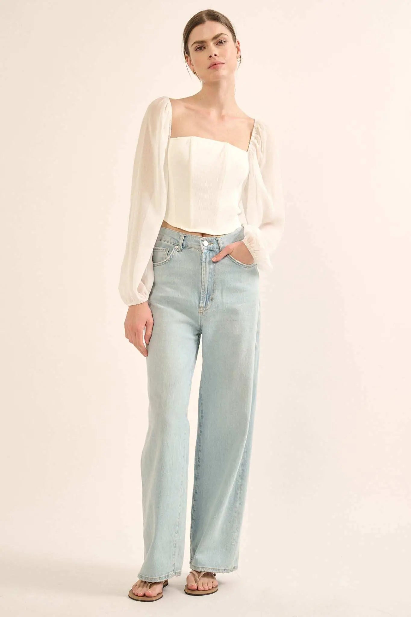 Timeless Love Long-Sleeve Cropped Corset Top
