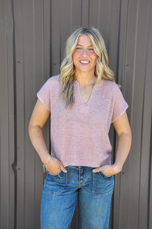 Notched Neck Sleeveless Sweater