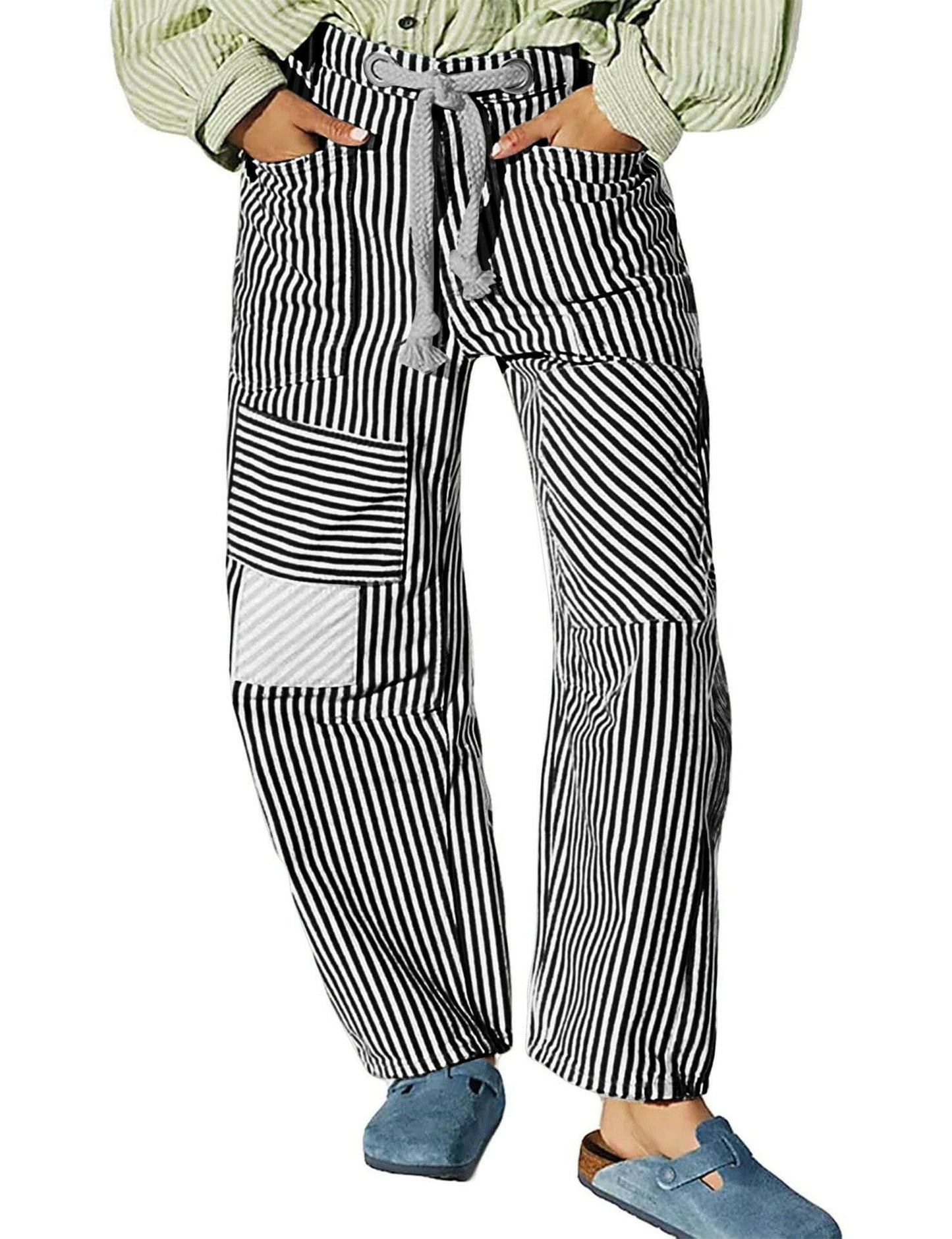 Easy Days Patchwork Railroad Striped Pants