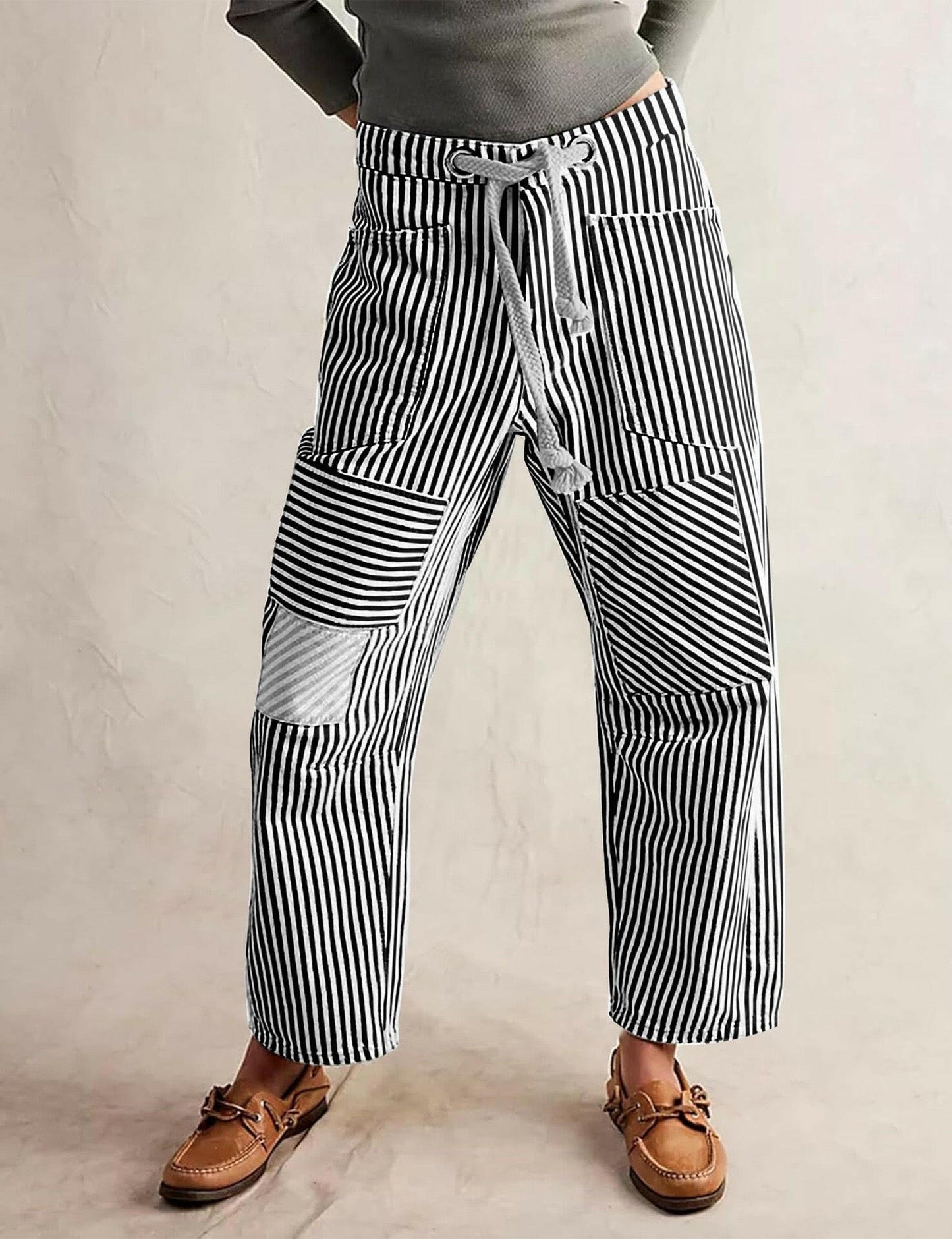 Easy Days Patchwork Railroad Striped Pants