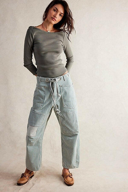 Easy Days Patchwork Railroad Striped Pants