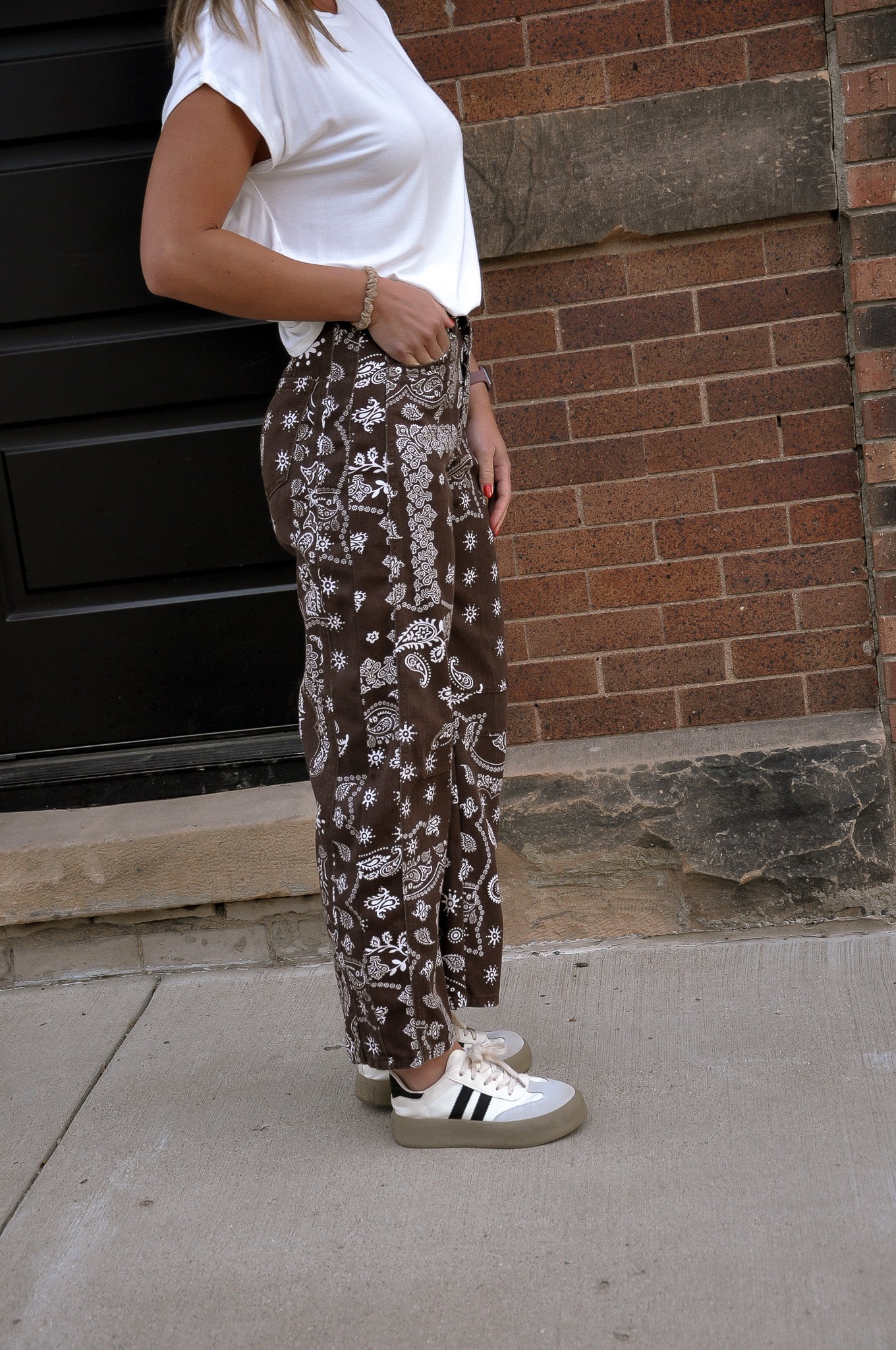 Paisley Print Barrel Jeans