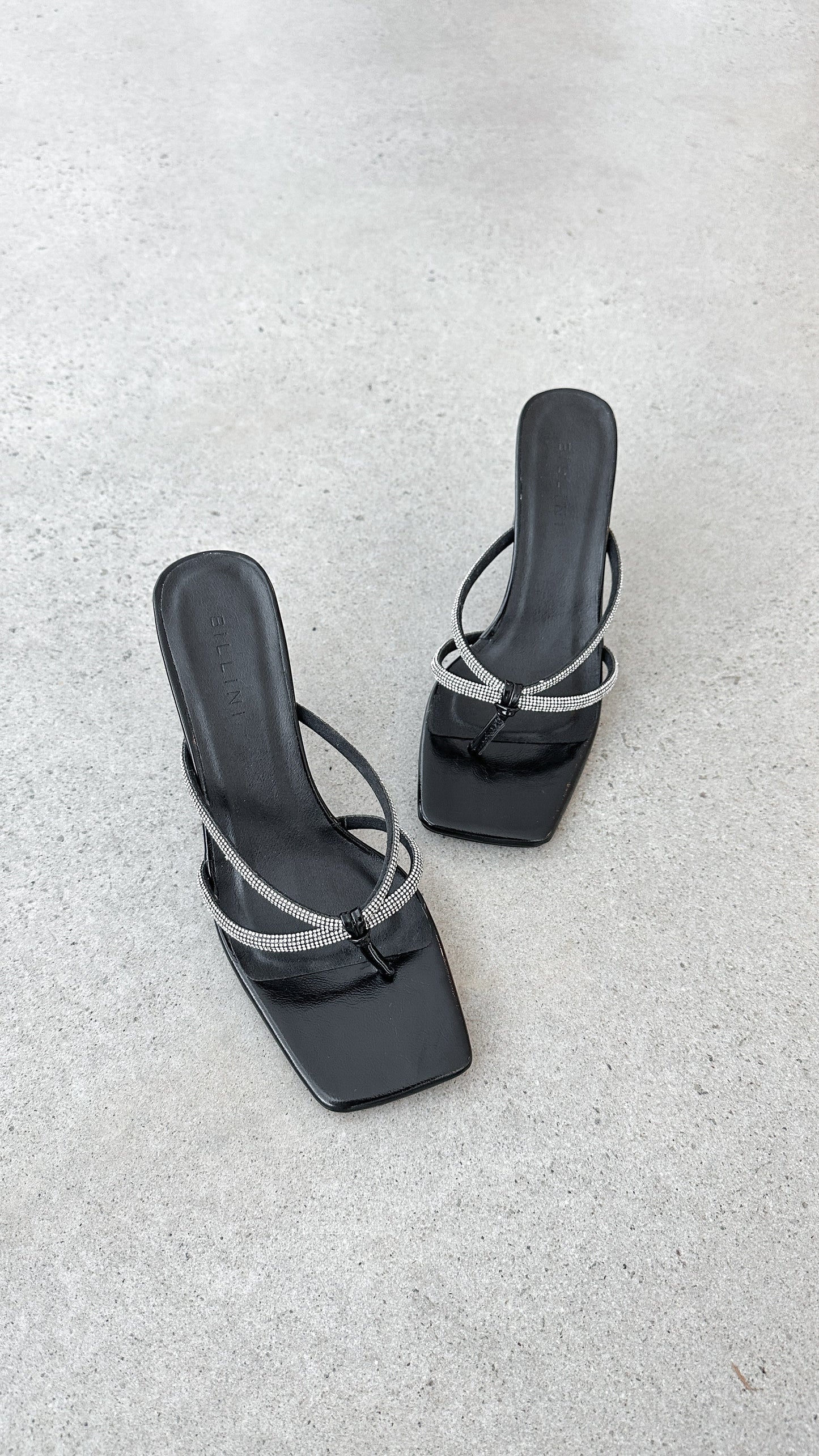 Karson Heel - Black Crinkle Diamante