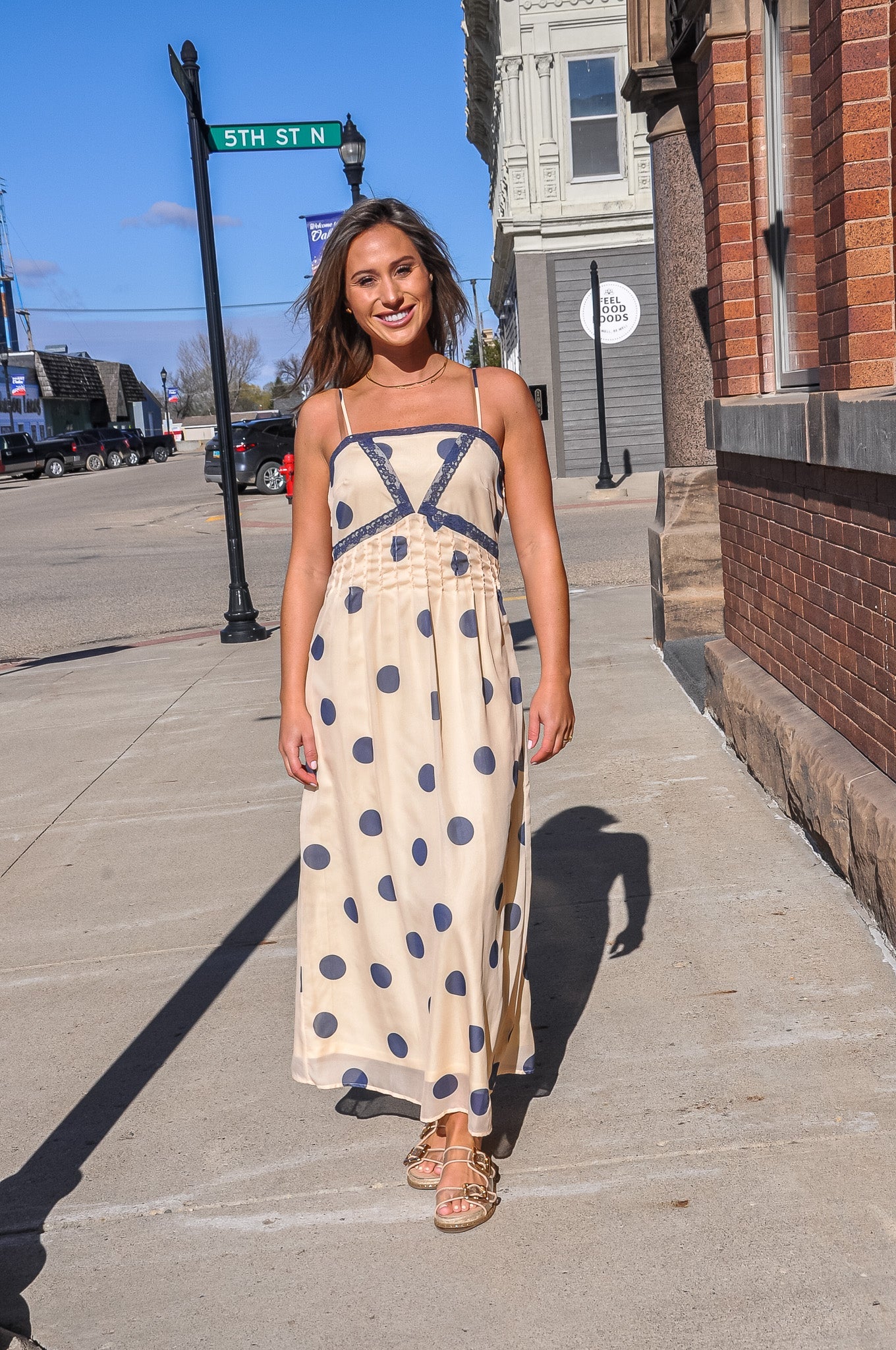 Polka Dot Strap Midi Dress