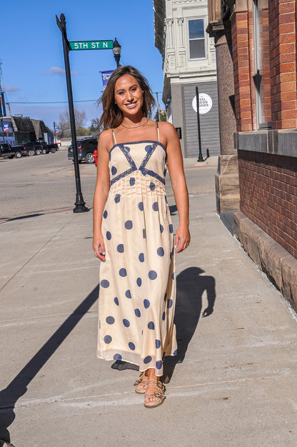 Polka Dot Strap Midi Dress