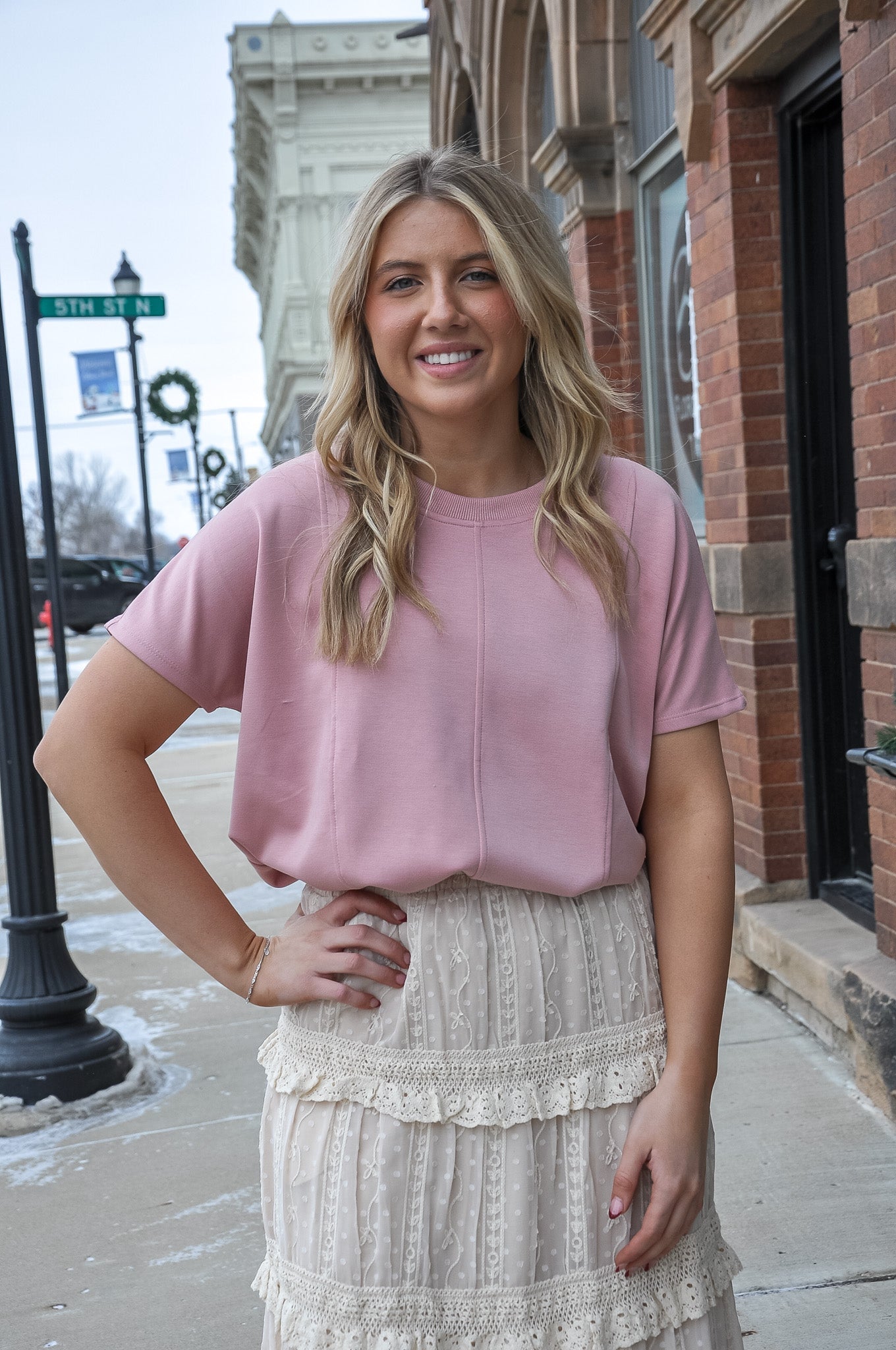 Rose Drop Shoulder Top