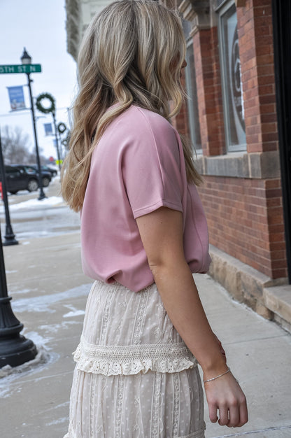 Rose Drop Shoulder Top