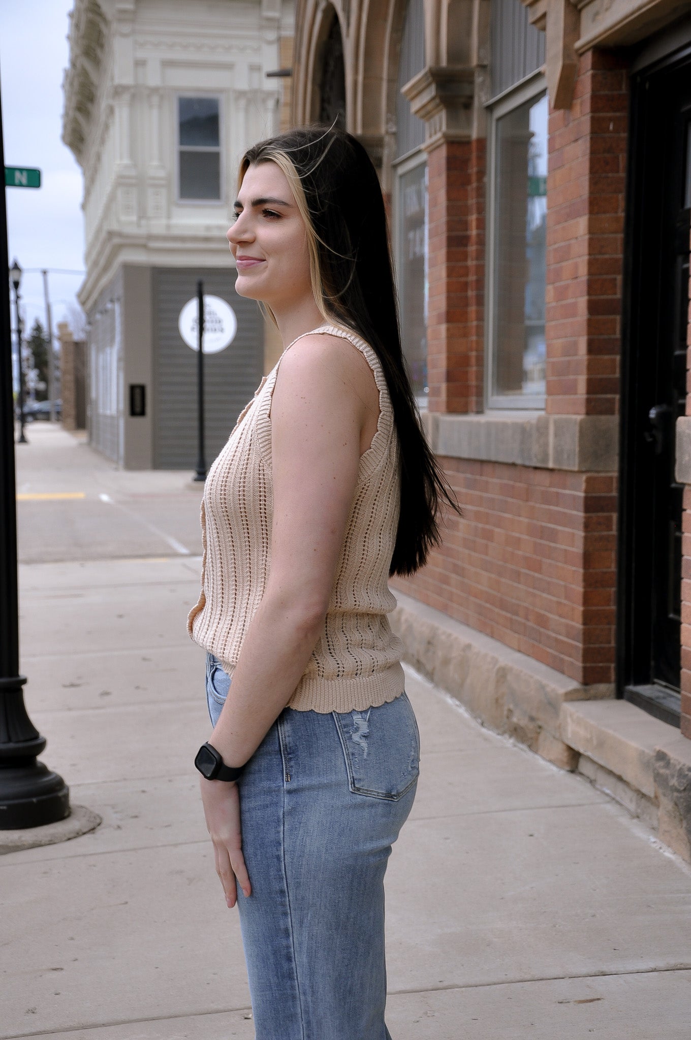 Scallop Hem Crochet Like Sweater
