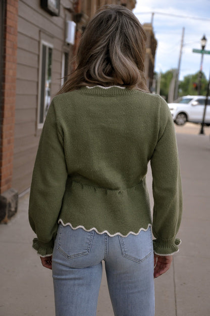 Scalloped Peplum Knit Sweater