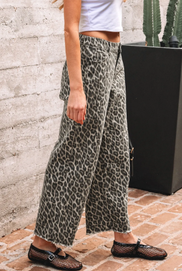 Leopard Straight Loose Leg Jeans