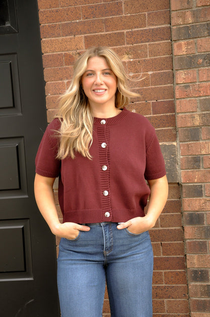 Short Sleeve Sweater Cardigan