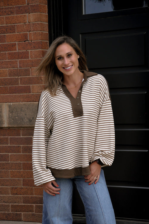 Slub Knit Mix and Match Striped Top