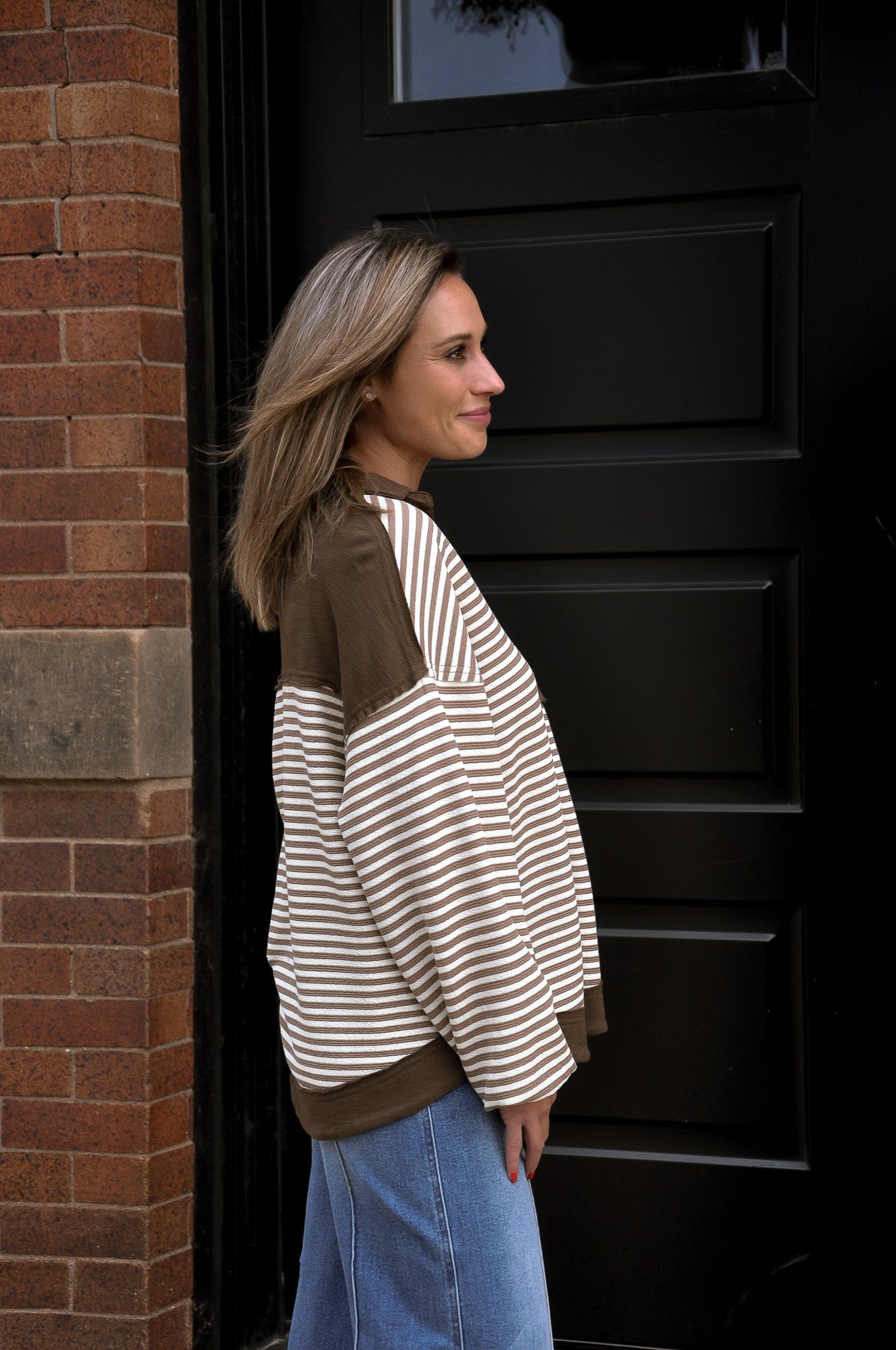 Slub Knit Mix and Match Striped Top