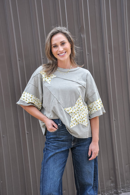 Smoky Grey Relaxed-fit Cotton Top