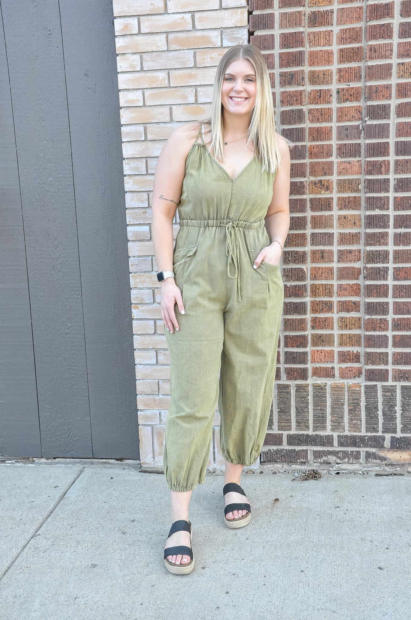 Snow Washed Jumpsuit with Pockets