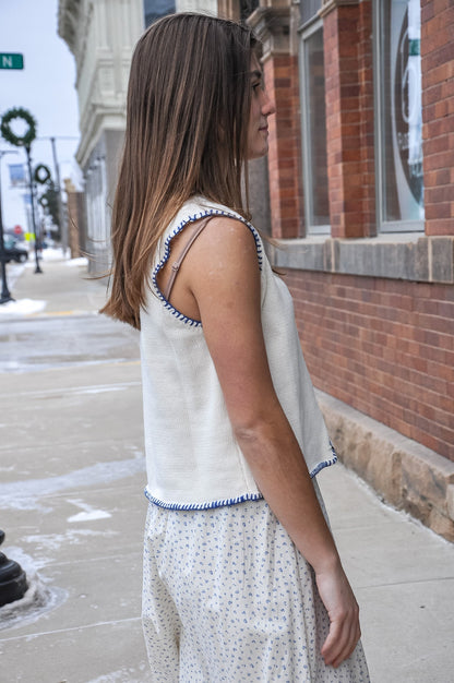 Stitch Detail Button Up Sweater Vest
