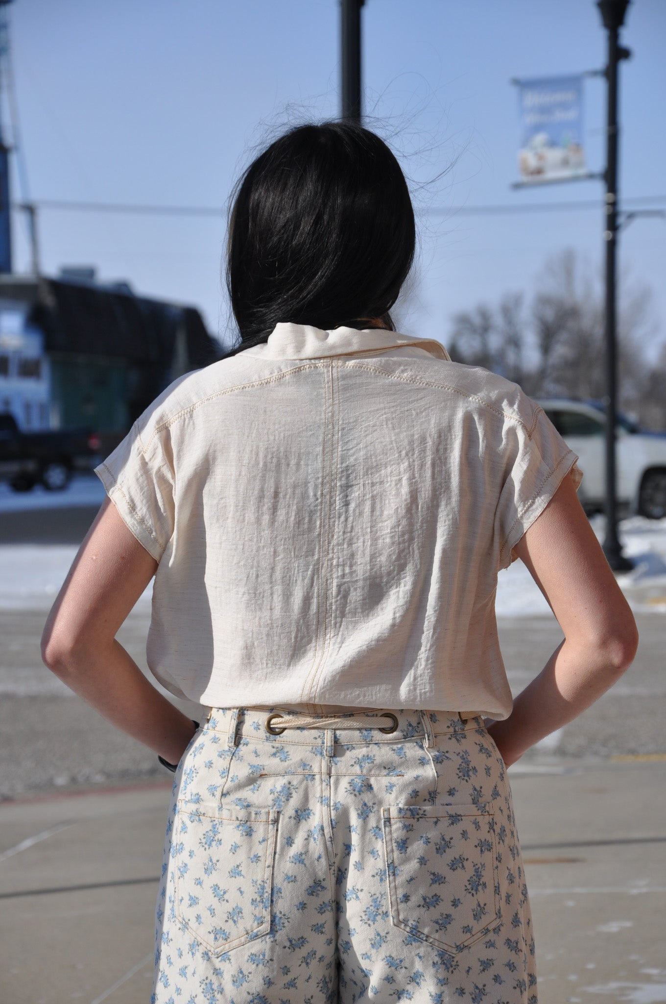 Stitch Detail Covered Placket Blouse
