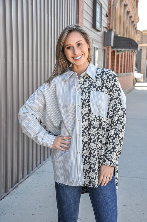 Stripes/Floral Mix And Match Shirt