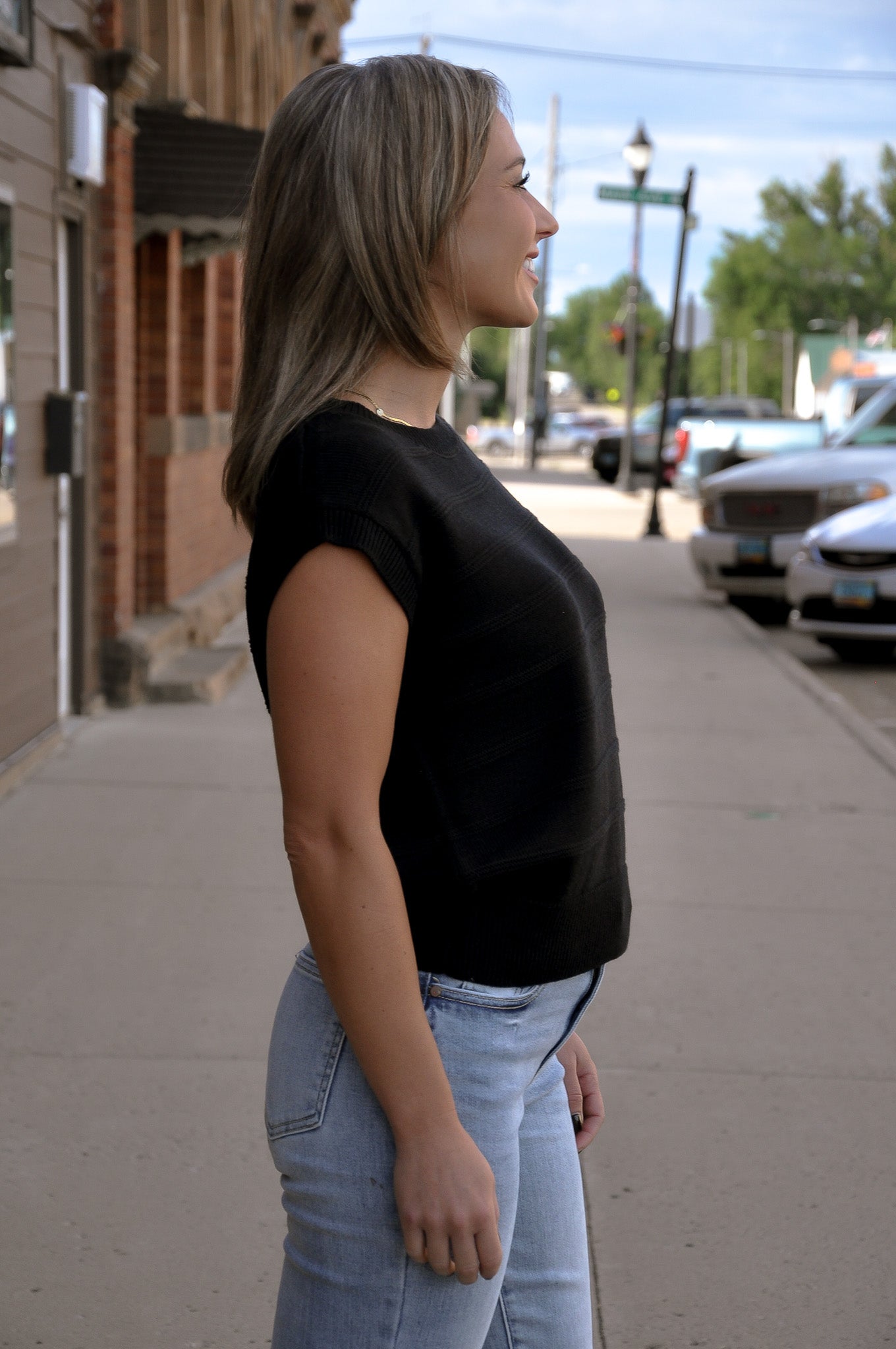 Textured Round Neck Dolman Sleeve Top