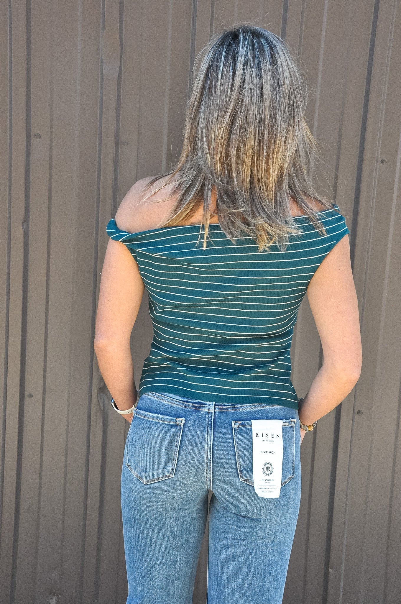 Twisted Detail Stripe Knit Top