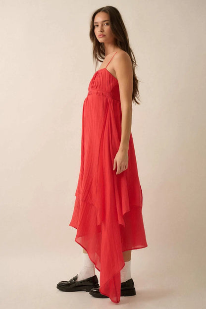 Floating Free Layered Handkerchief Maxi Dress
