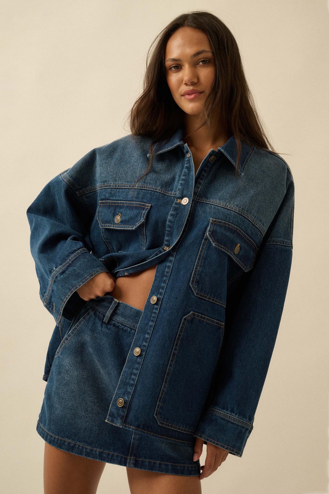 Honest Living Washed Denim Pocket Shacket